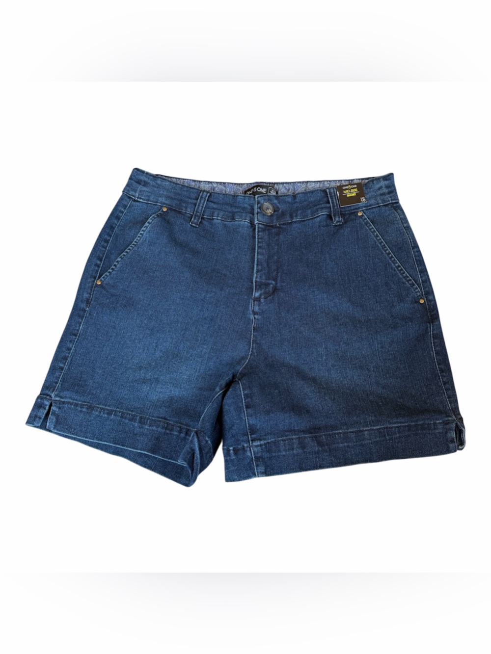 One 5 One Mid Rise Dark Blue Denim Shorts